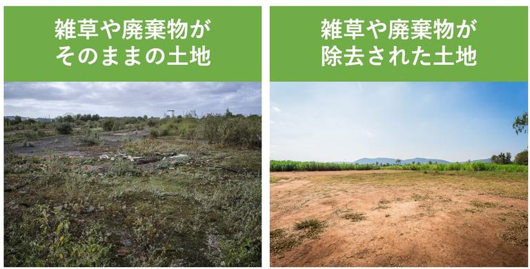 雑草や廃棄物の除去による印象の変化