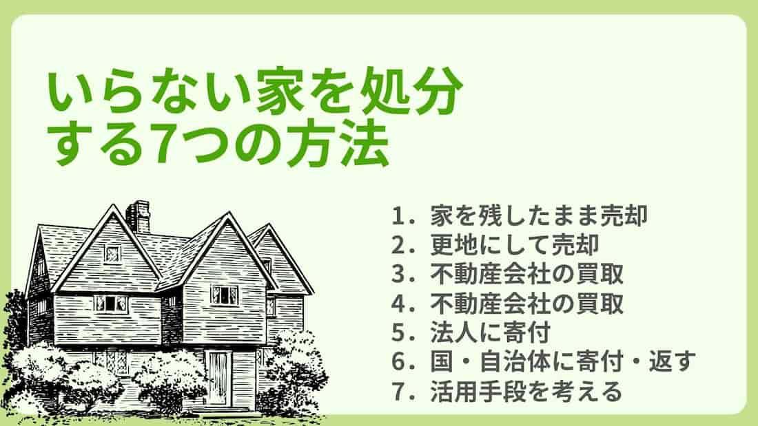 いらない家を処分する7つの方法!処分しない場合の負担とリスクも解説